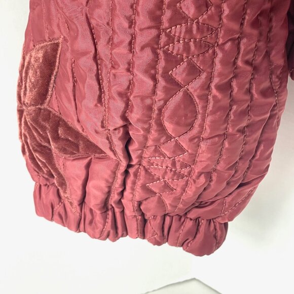 Free People Quinn Quilted Star Appliqué Jacket Cropped Boxy Oversized Rust Marsa - Picture 12 of 15